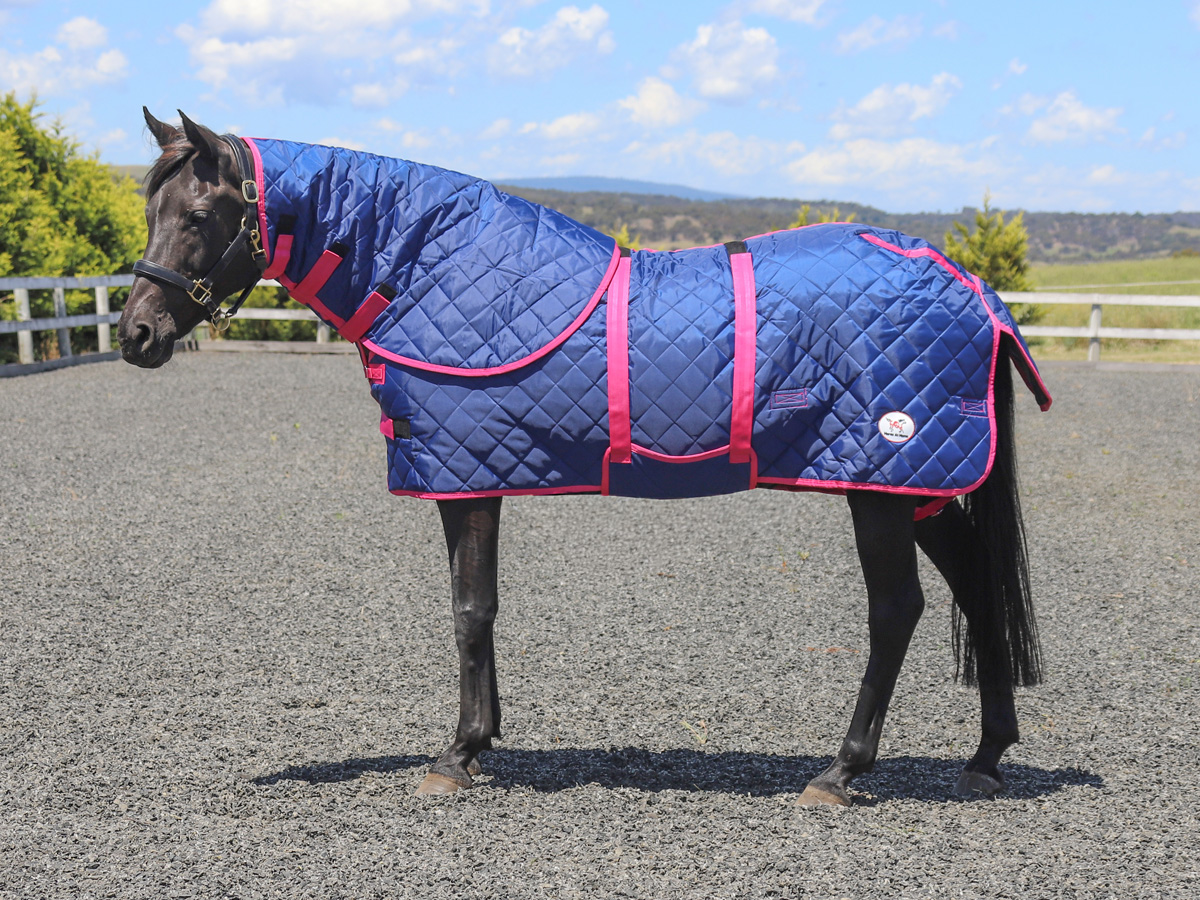 Navy Quilted Doona Stable Detach-a-Neck Horse Rug 300g