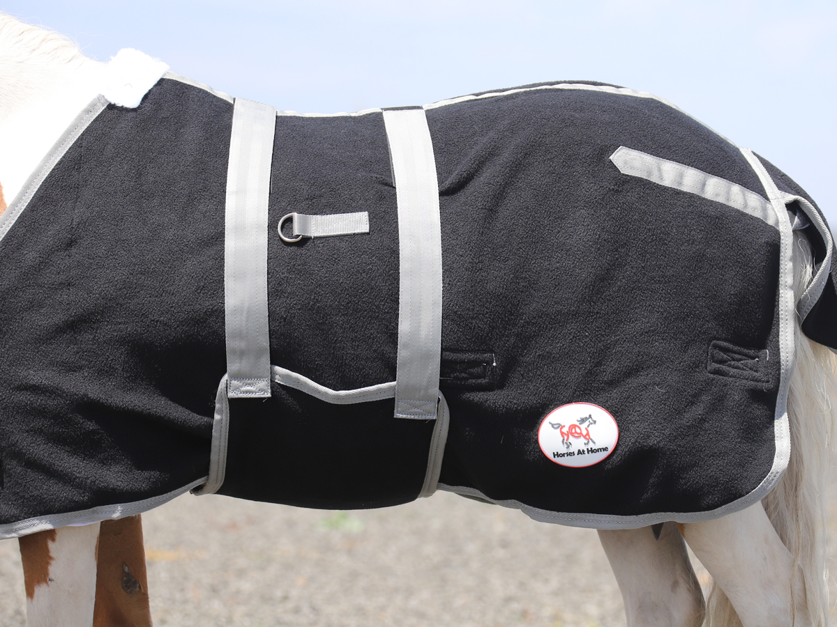 Miniature Black Fleece Rug with Grey Binding - Image 3